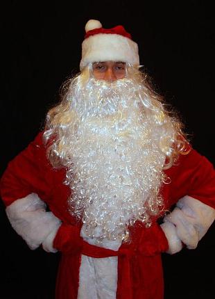 Борода белая 65 см 140 г св. николая/санта клауса/деда мороза/старца/колдуна - богатырская