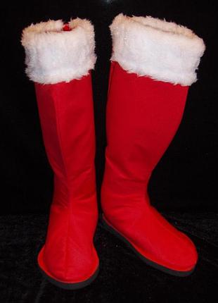 Чоботи св. миколая/д. мороза/герої червоні високі (р-р 43-44) гум. підошва