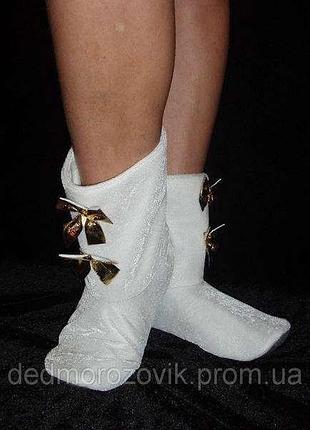 Сапожки женские карнавальные (40-41) анна. белые. велюр. люрекс. декор-золото