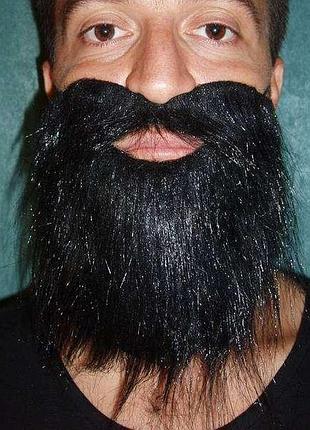 Борода накладна чорна карнавальна хутряна 22х19х1 см, 110 г