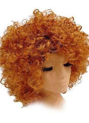 Коричневый парик клоунский кудрявый