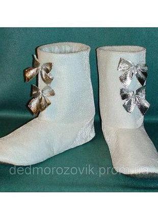 Сапожки женские карнавальные (39-40) светлана. белые. велюр. люрекс. декор-серебро
