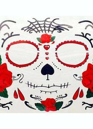 "санта муэрте" (santa muerte, смерть). временная татуировка (наклейка) на лицо