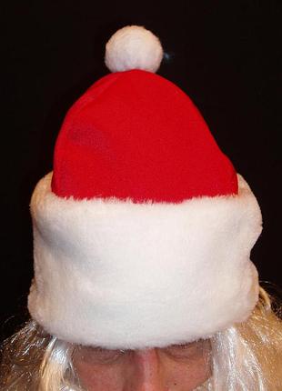 Шапка св.миколая/д.мороза, карнавальна стандарт-плюс червона