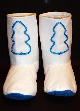 Сапожки женские карнавальные (39-41) ёлочка. белые. велюр+аппликация