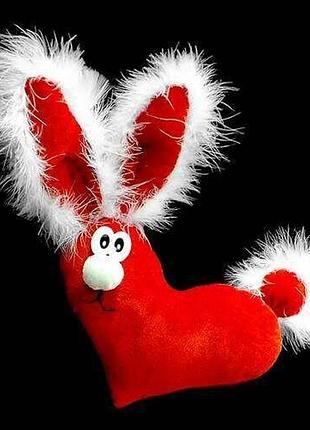 Сердце зайчик. подушка игрушка