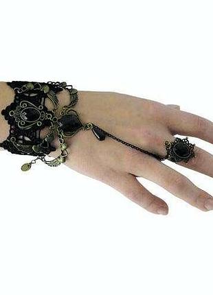 "сердце с крыльями".браслет ажурный с кольцом на цепочке