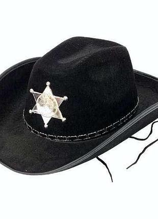 "шериф". капелюх карнавальний чорний із зіркою