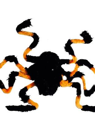 Павук декоративний. d= 75 см великий плюшевий чорно-оранжевий