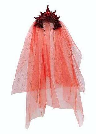 Снігова королева. корона червона з фатою новорічна на обручі