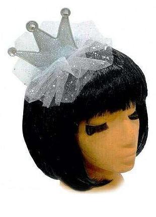 Корона на заколці. з фатином срібляста, коронка