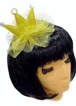 Корона на заколці. з фатином золотиста, коронка