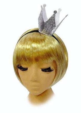 "принцесса". корона на обруче карнавальная, серебристая