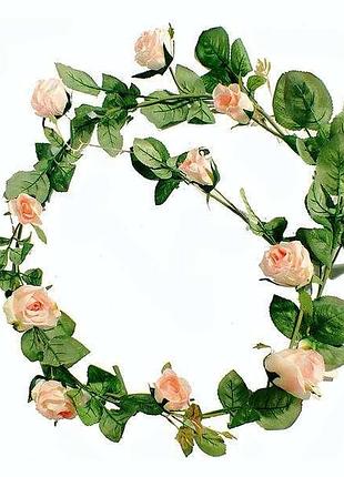 Гирлянда декоративная из роз розовая