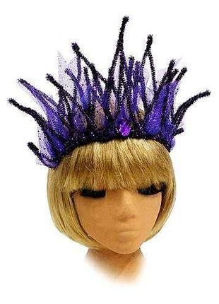 "снежная принцесса". корона на обруче карнавальная фиолетовая