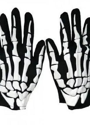 Перчатки скелет мужские на хеллоуин, большой размер, длина 24 см