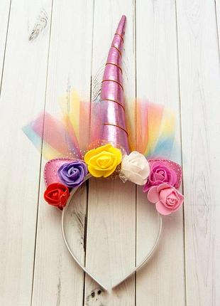 Ріг єдинорога (рожевий) з фатином