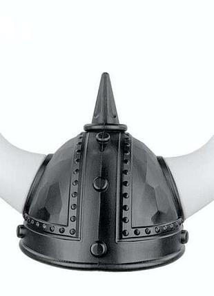 Шлем викинг черный с белыми рогами