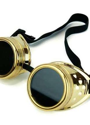 Очки стимпанк гогглы премиум (золотой металлик)