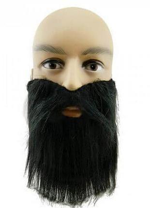 Борода хутряна 23 см чорна довговорсова