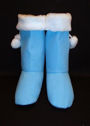 Сапожки женские карнавальные (35-36) ариадна. голубые. велюр+меховые помпоны