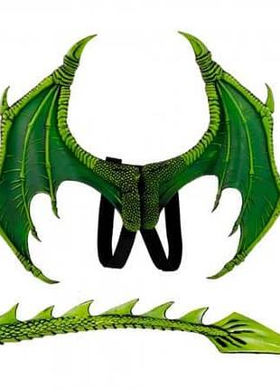 Костюм карнавальный зеленый косплей дракон крылья и хвост