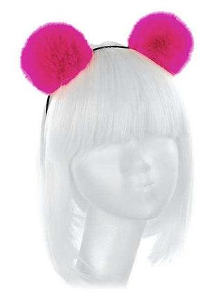 Обруч с  помпонами  малиновыми