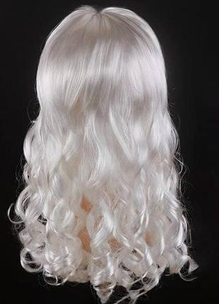 Парик мужской белый (50 см, 220г) реалистичный, пышный св. николай, санта, мороз, старик