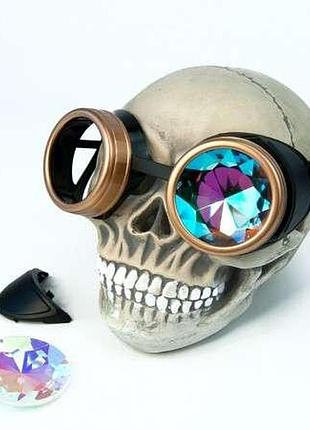 Окуляри стімпанк гогли калейдоскоп (чорні із золотом)