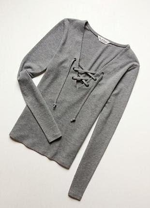 Miss selfridge топ со шнуровкой , в рубчик