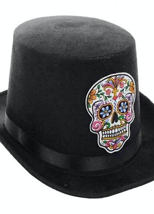 Капелюх карнавальний череп санта муерте чорний