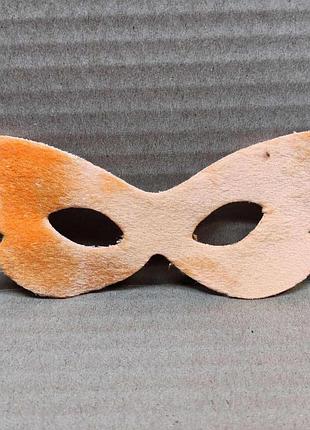 Эко-маска детская очки оранж маскарадная на резинке. велюр-мех, ткань, пшеница
