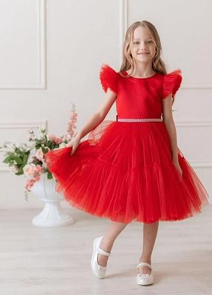 Платье нарядное красное "джессика" на рост 146 см (6-7 дней)