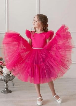 Платье нарядное малиновое "джессика" на рост 152-164 см (6-7 дней)