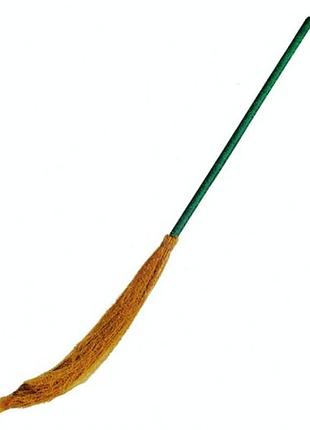 Мітла для відьмочки з зеленою ручкою карнавальна