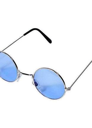Очки круглые (тишейды мини)  карнавальные с голубыми стеклами