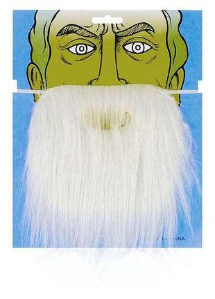 Борода 20 см белая св.николая/санта клауса/д.мороза/старца/колдуна