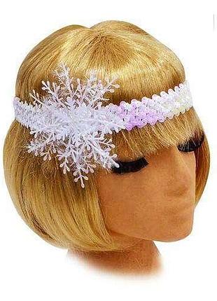 "біла сніжинка". гумка на голову новорічна (елемент новорічного костюма сніжинка)