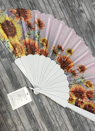 Віяло соняшники-3 велике, тканинне на пластик каркасі