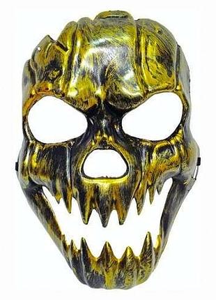 "скелет монстр". маска золотистая карнавальная