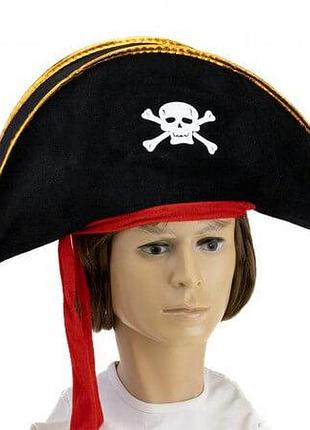 Шляпа пирата велюр с повязкой взрослая р-р 60-62