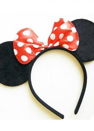 Ушки микки мауса с бантом черно-красные