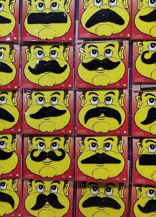 Усы чёрные миниатюрные карнавальные самоклеющиеся (набор 20 шт. в ассортименте)