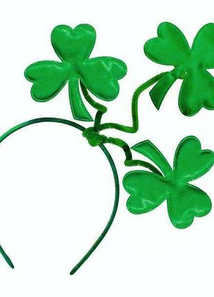 Головной убор трили́стник зелёный лист клевера на обруче- символ празднования дня святого патрика