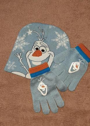 Шапка рукавички комплект холодне серце шапочка рукавички frozen