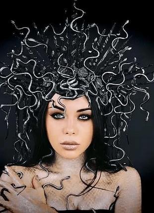 Обруч чорно-сріблястий медуза горгона