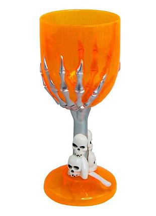 Бокал для шампанского рука скелета (оранжевый)