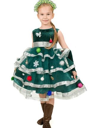 Елочка №2 (изумруд/серебро). костюм карнавальный детский (9-10 лет)