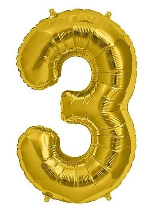 Шарик цифра (45см) золото 3