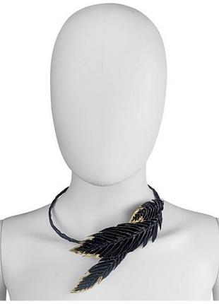 Колье черно-золотое феникс